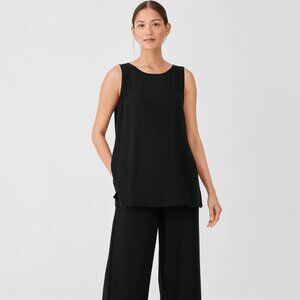 Eileen Fisher Black Sleeveless Silk Tunic S/P